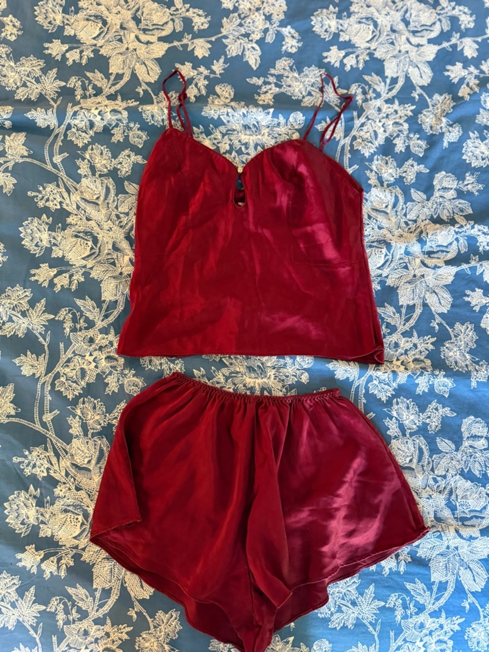 Vintage Y2K Victoria's Secret Burgundy Satin Cami & Shorts Sleep Set